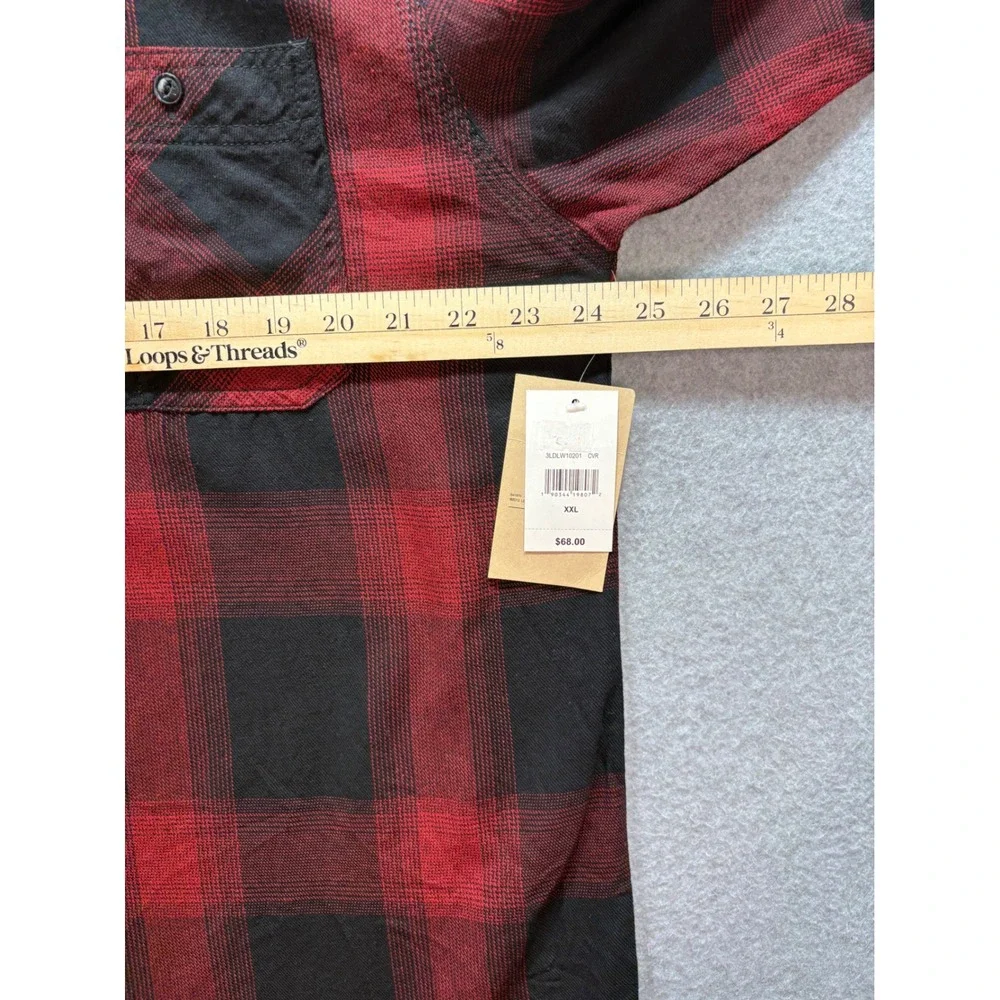 Levis Mens XXL Red Black Buffalo Plaid Flannel‎ Button Down Shirt 3LDLW10201 NEW